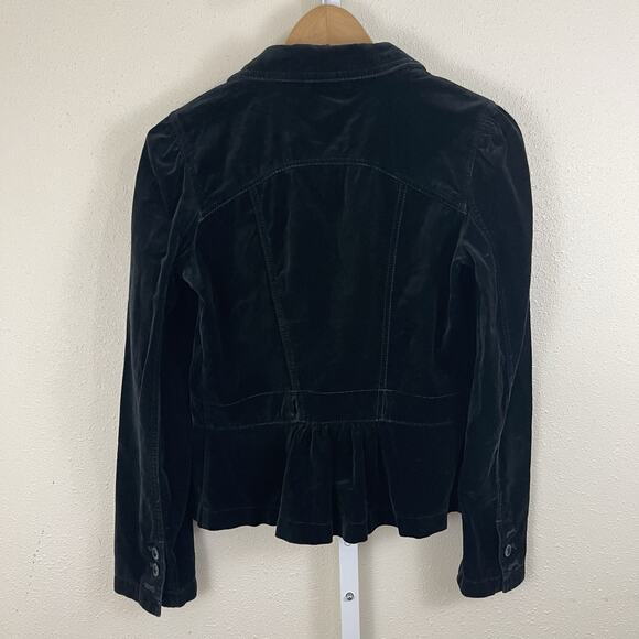 Y2K Ann Taylor Loft Structures Velvet Blazer Size 6 Black Witchy Whimsigoth - Picture 2 of 5